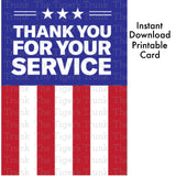 Veteran's Day Card | Thank You for Your Service | Instant Download | Printable Card