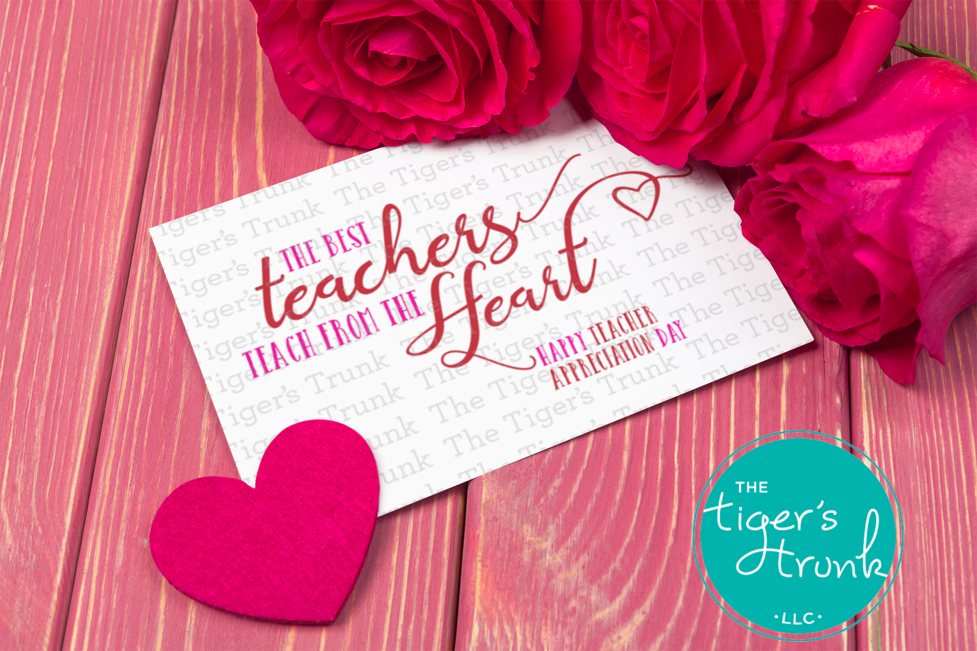 Printable teacher card with the quote "The Best Teachers Teach from the Heart," ideal for thank-you gifts, instant download