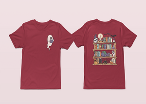 WHOLESALE and EMPLOYEES | The Burrow Bookstore | Spooky Ghost Book Collection | Short-Sleeve T-Shirt | Leeds, AL