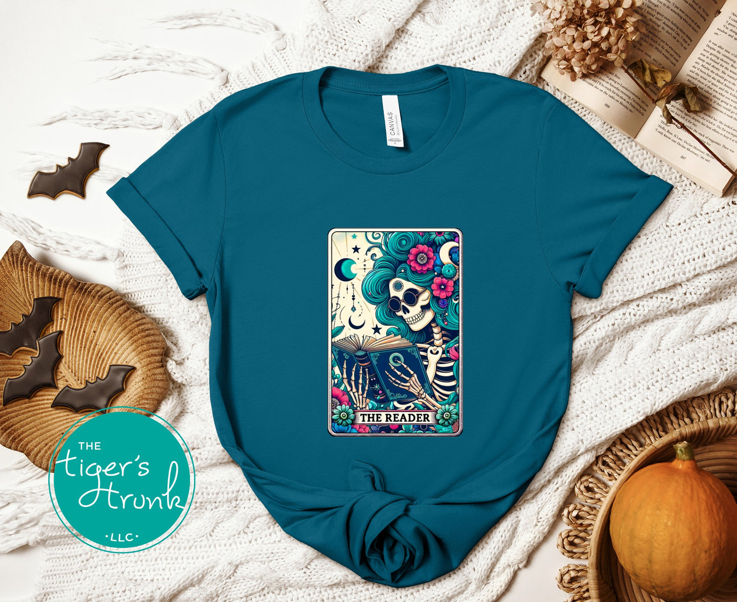 EMPLOYEES ONLY The Reader Tarot Card Skeleton Shirt