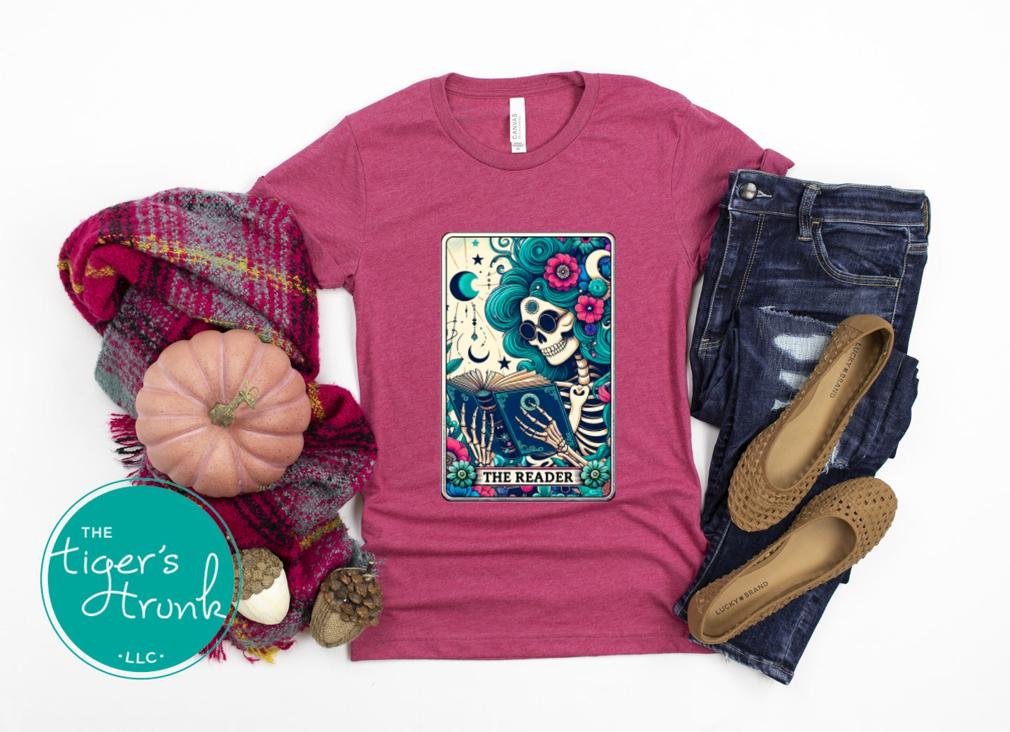 EMPLOYEES ONLY The Reader Tarot Card Skeleton Shirt