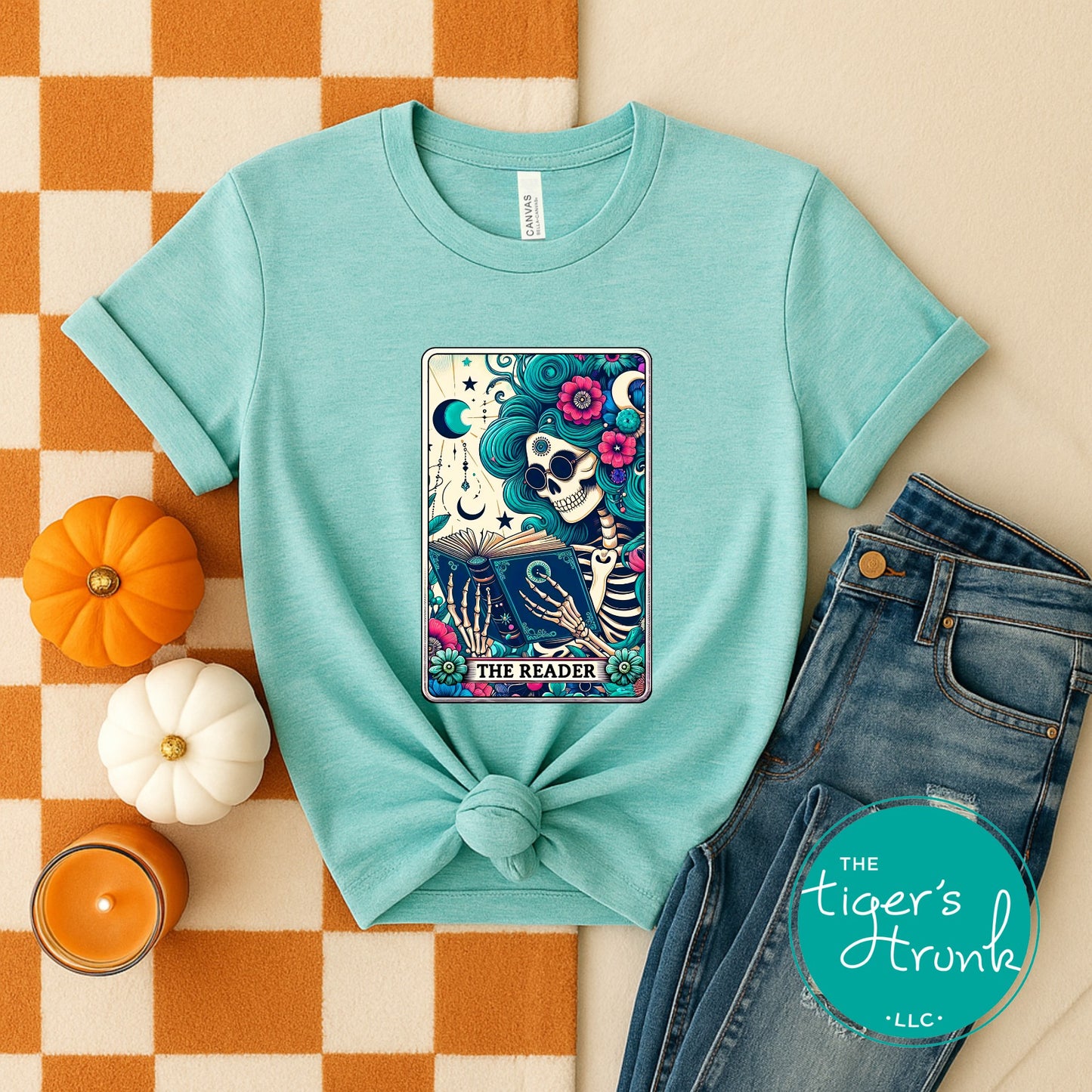 EMPLOYEES ONLY The Reader Tarot Card Skeleton Shirt