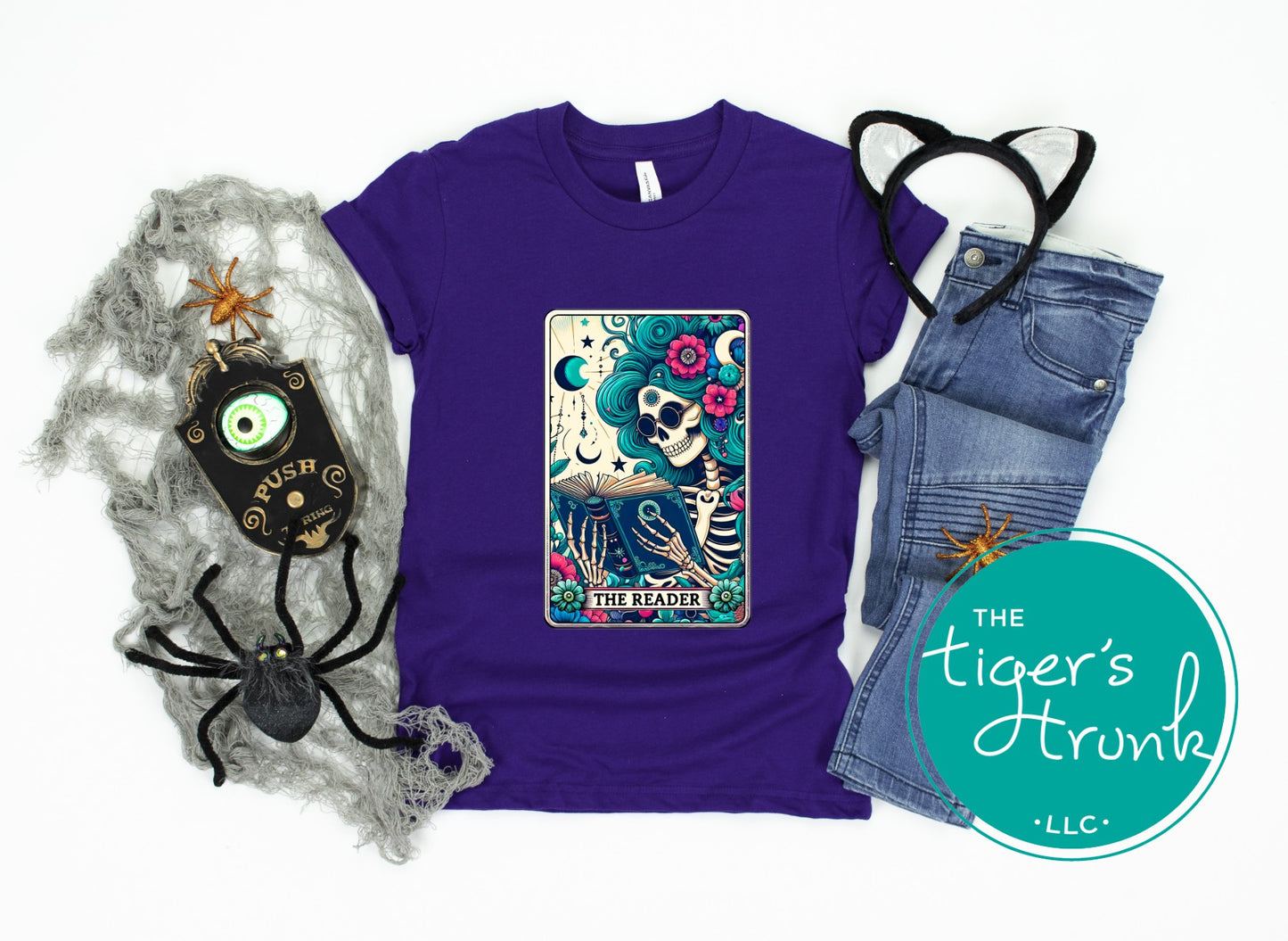 EMPLOYEES ONLY The Reader Tarot Card Skeleton Shirt