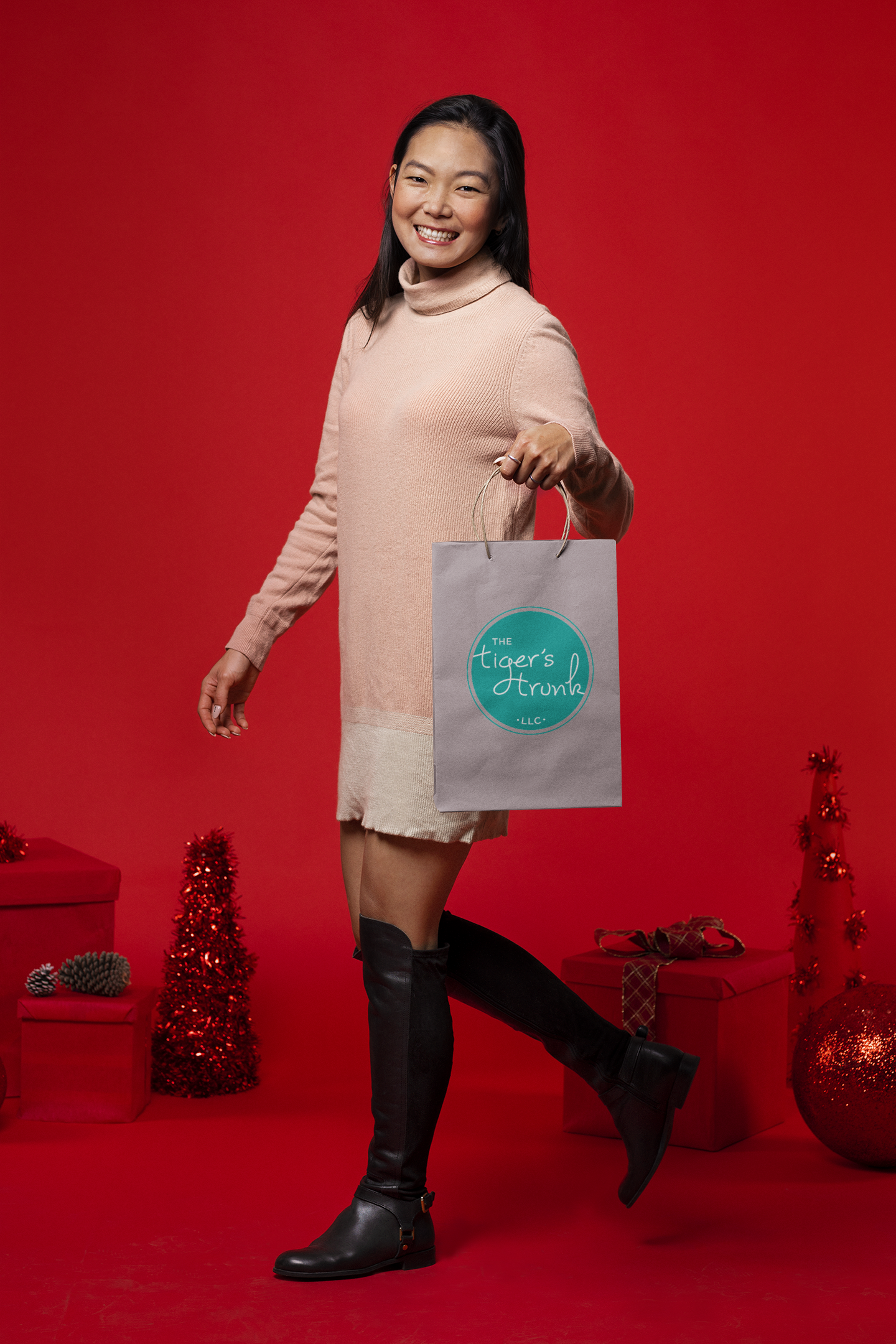 Monogrammed Santa Hat Christmas Raglan Shirt