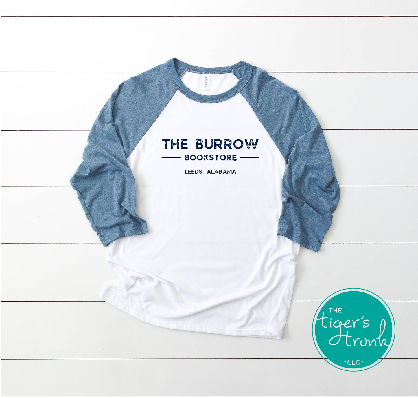 WHOLESALE and EMPLOYEES | The Burrow Bookstore | 3/4-Sleeve Raglan Shirt | Leeds, AL