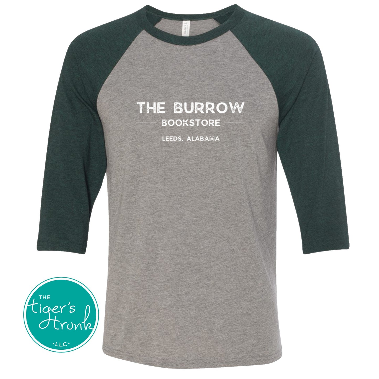 WHOLESALE and EMPLOYEES | The Burrow Bookstore | 3/4-Sleeve Raglan Shirt | Leeds, AL