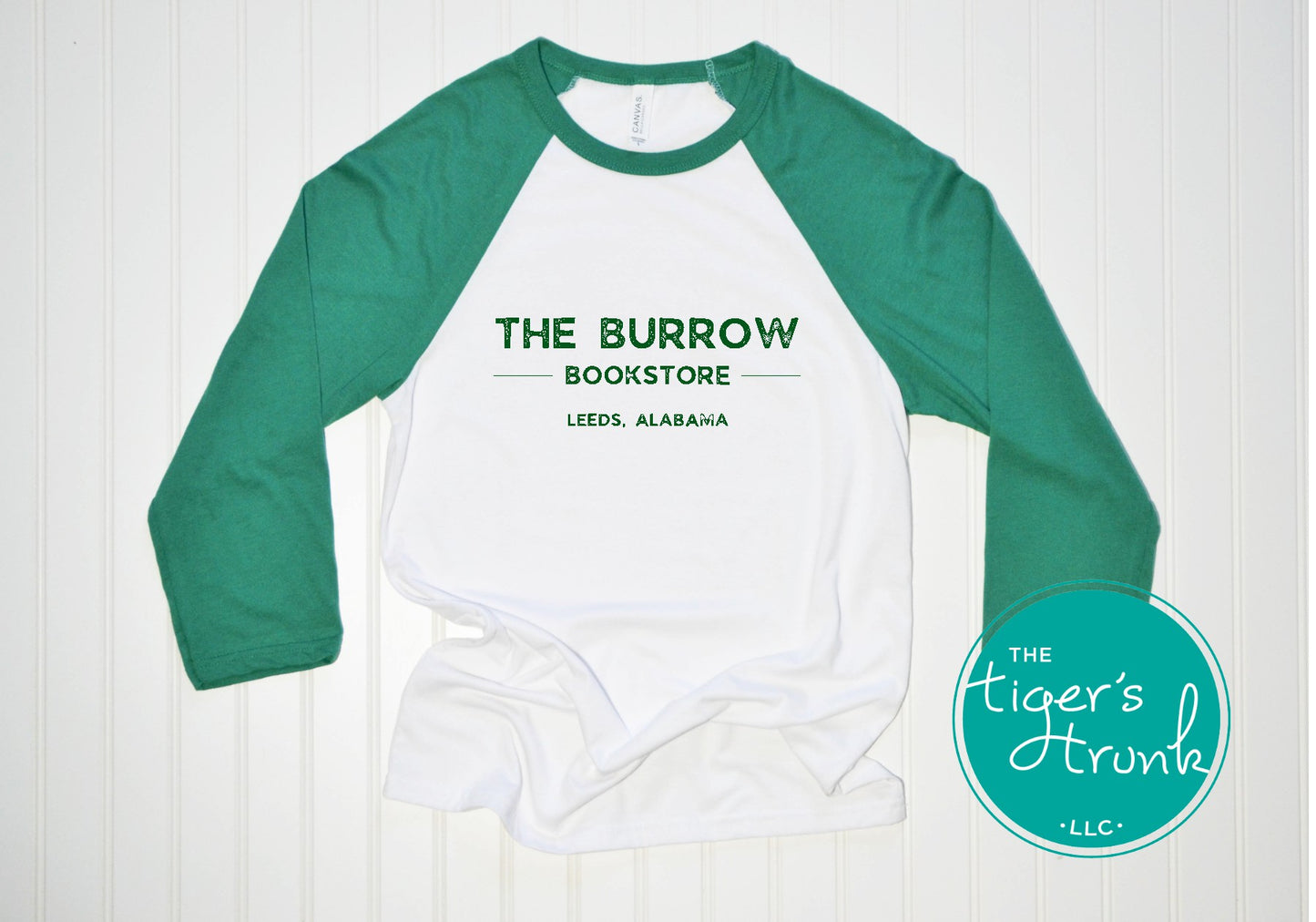 WHOLESALE and EMPLOYEES | The Burrow Bookstore | 3/4-Sleeve Raglan Shirt | Leeds, AL