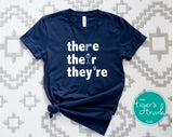 Funny Graphic Tee | Teacher Shirt | There Their Grammar Shirt | Short-Sleeve Shirt