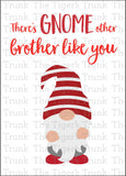 Siblings Day Card | Birthday Card | There's Gnome Other Brother Like You | Instant Download | Printable Card