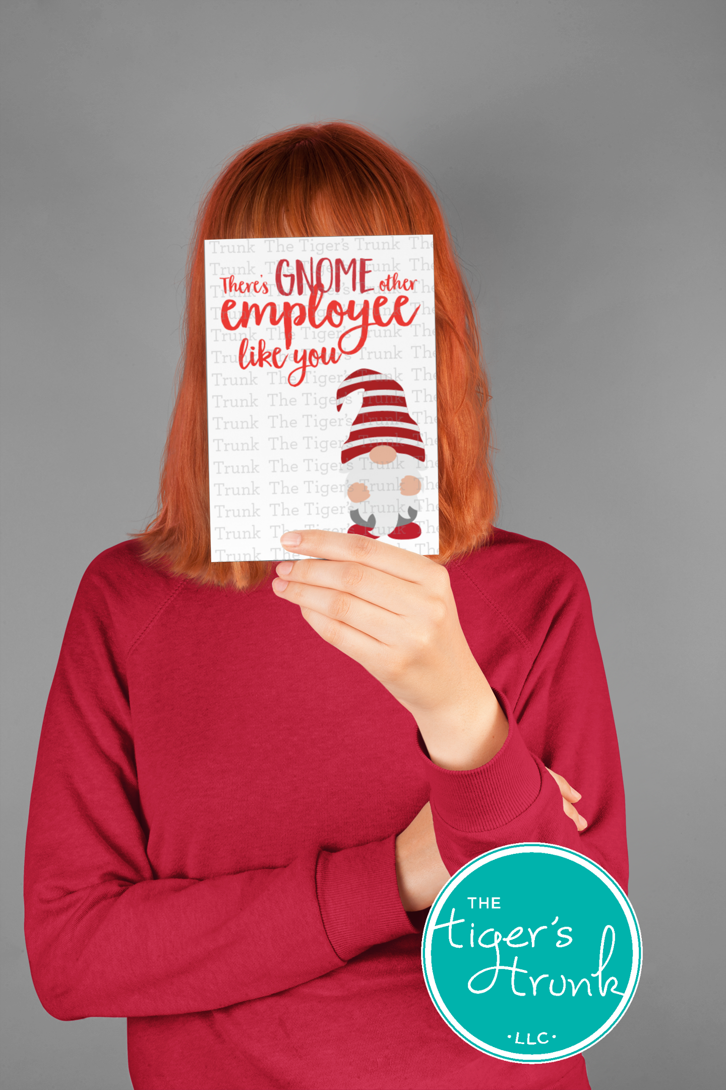 Printable employee appreciation card featuring a gnome-themed design with There's Gnome Other Employee Like You! message