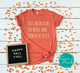 Fall Shirt | This Mom Runs on Wine and Pumpkin Spice | Tone on Tone | Short-Sleeve Shirt
