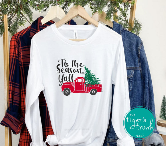 Christmas Shirt | 'Tis the Season, Y'all | Short-Sleeve Shirt | Long-Sleeve Shirt | 3/4-Sleeve Raglan Shirt