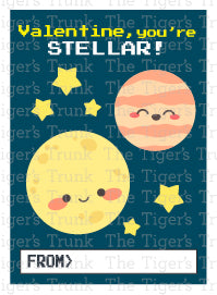 Valentine You're Stellar printable Valentine card.