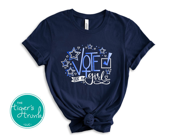 Vote Blue | Women's Rights Shirt | Vote Like a Girl | Short-Sleeve Shirt