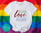 LGBTQ+ Rights | Pride Shirts | When Hate is Loud Love Must Not Be Silent | Short-Sleeve Shirt | Tank Top