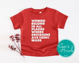 Equality Shirt | Women's Rights | Women's Strike | Women Belong in All Places Where Decisions are Being Made | Red Short-Sleeve Shirt