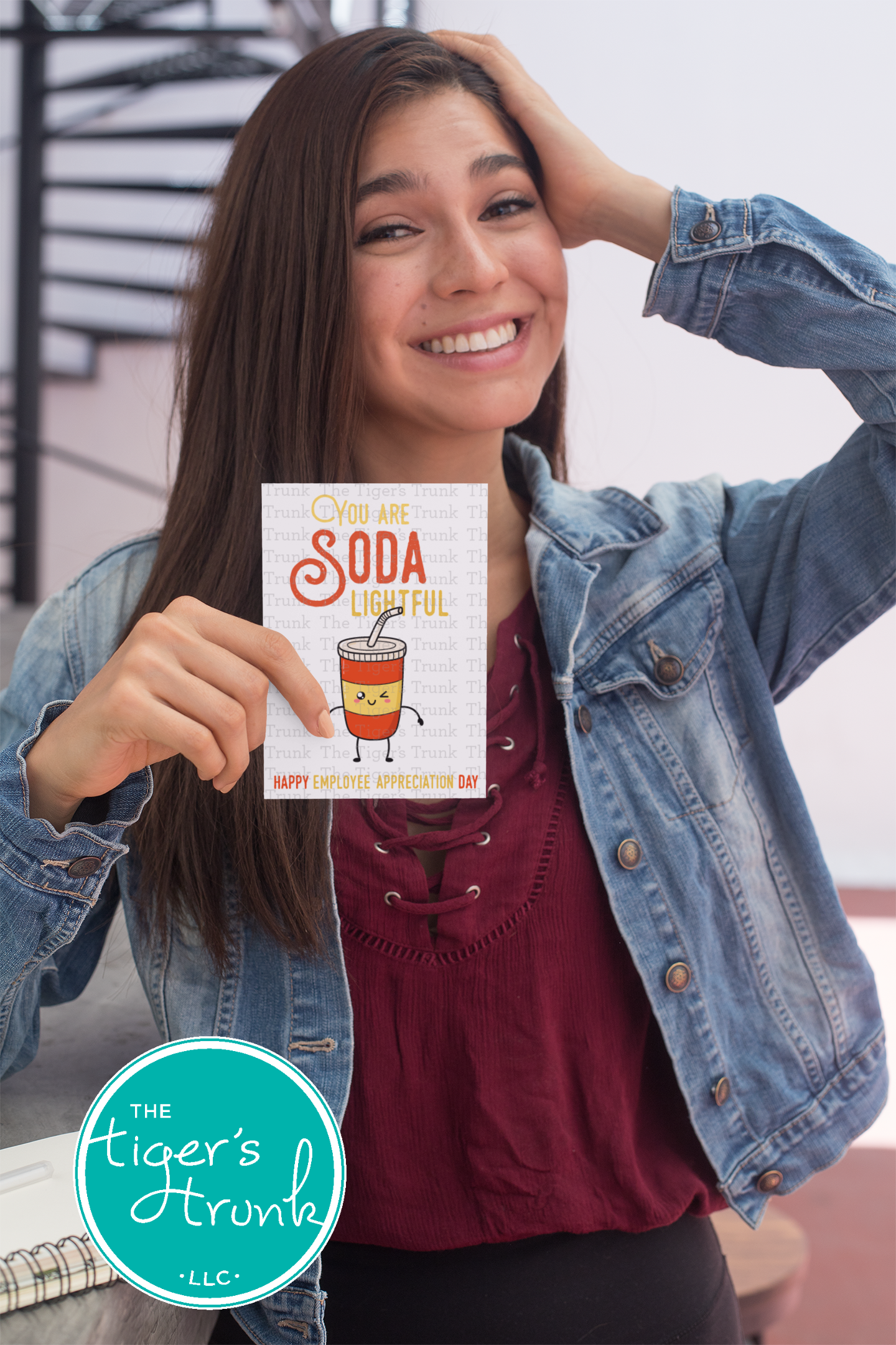 Printable employee appreciation card featuring a soda-themed design with You Are Soda Lightful. Happy Employee Appreciation Day! message