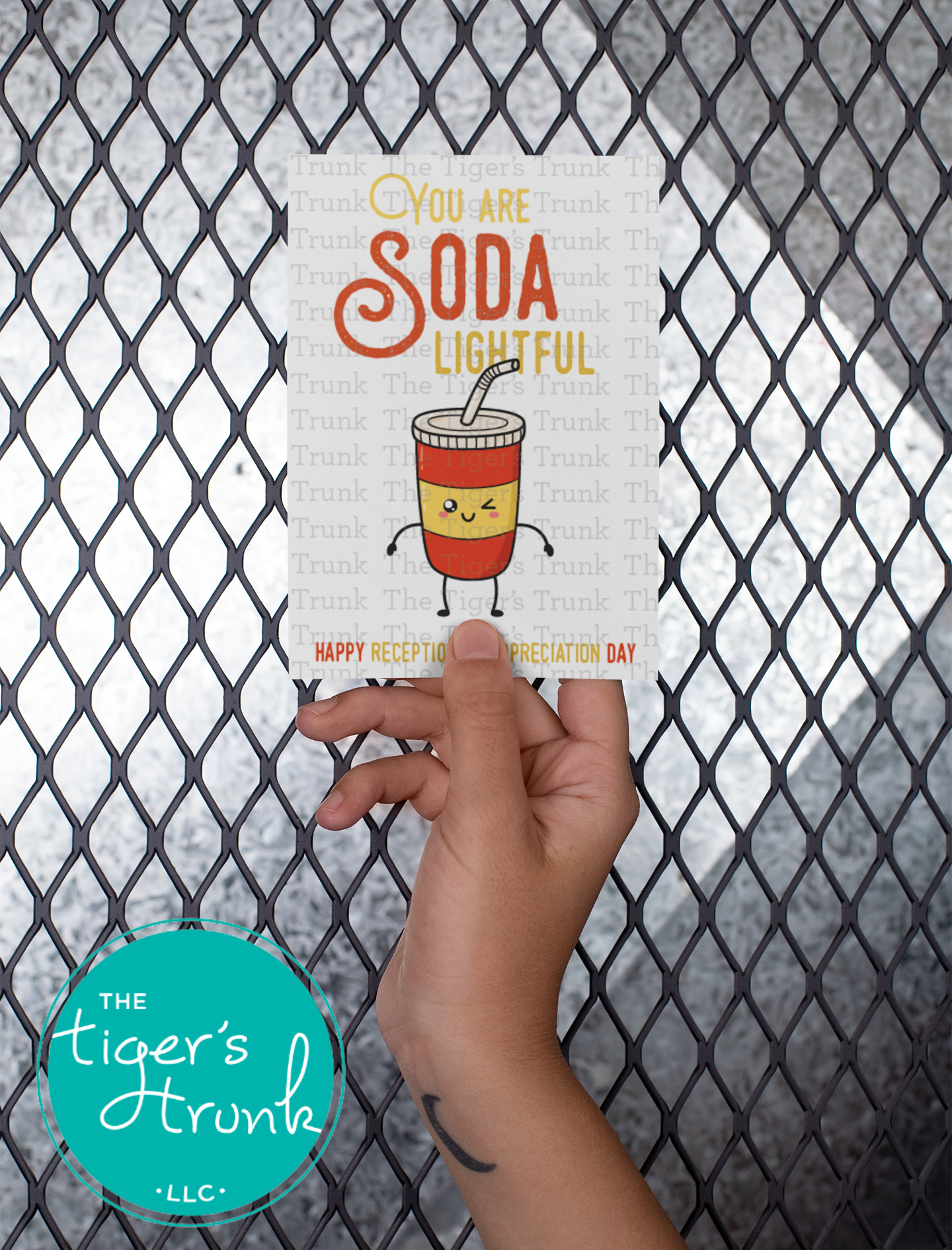 Printable Receptionist Appreciation Card – You Are Soda Lightful, Instant Download PDF, Drink-Themed Thank You Gift