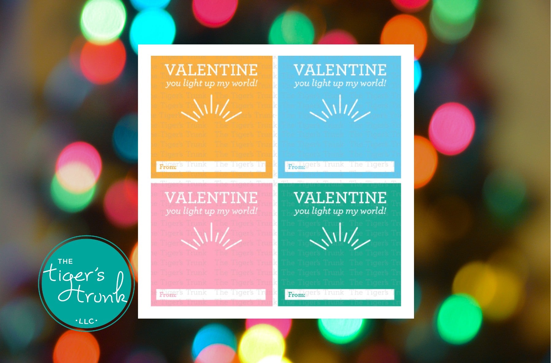 Printable Valentine cards with a fun light-themed pun, instant download classroom Valentine gift for kids, non-candy Valentine exchange.