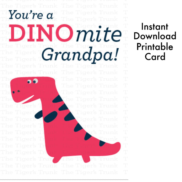 Grandparent's Day Card | You're a DINOmite Grandpa | Instant Download | Printable Card