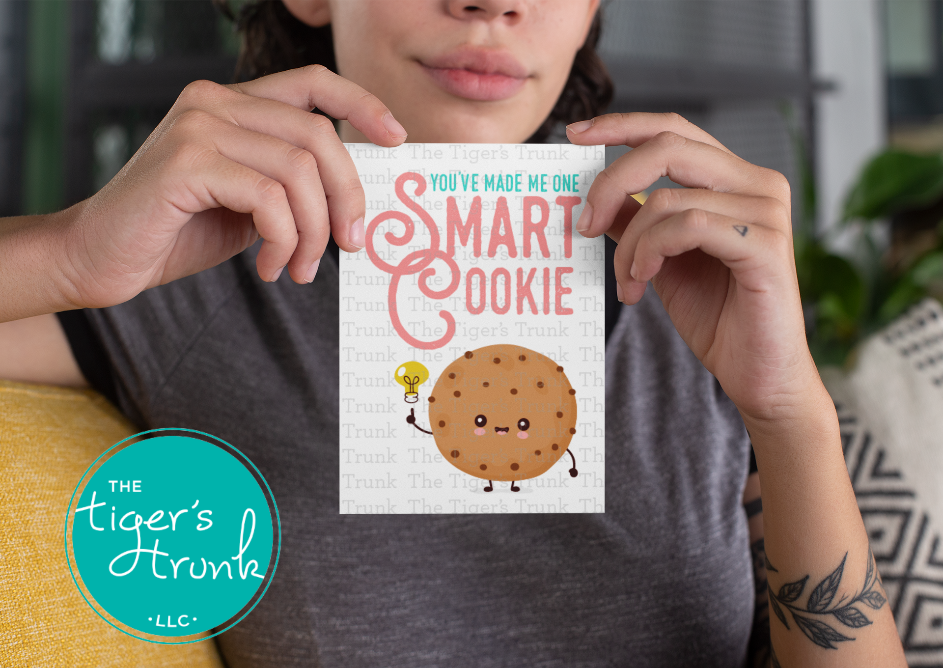 Printable cookie-themed teacher card with the message "You Made Me One Smart Cookie," instant download for appreciation gifting