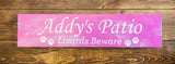 Addy's Patio hand-painted wooden sign