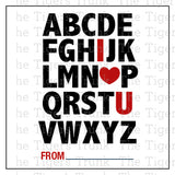 Alphabet I Love You Printable Valentine Tag