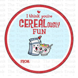 I Think You're CEREALously Fun  printable Valentine card
