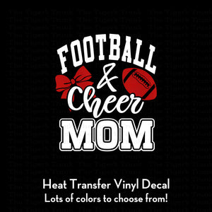 Football and Cheer Mom heat transfer vinyl decal