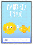 I'm Hooked On You printable Valentine card