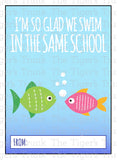 I'm So Glad We Swim in the Same School printable Valentine card