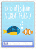 You're oFISHially a Great Friend printable Valentine card
