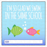I'm So Glad We Swim in the Same School printable Valentine card