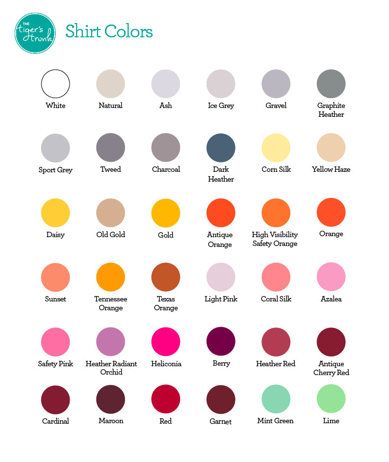 Gildan Adult T-shirt Color Chart