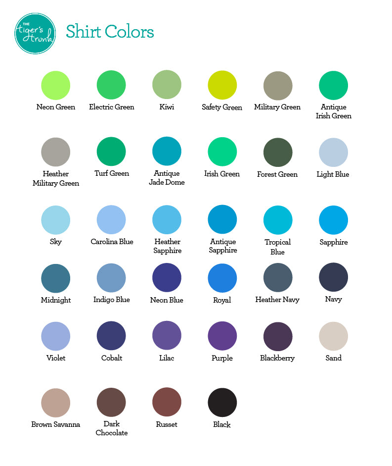 Gildan Adult T-shirt Color Chart