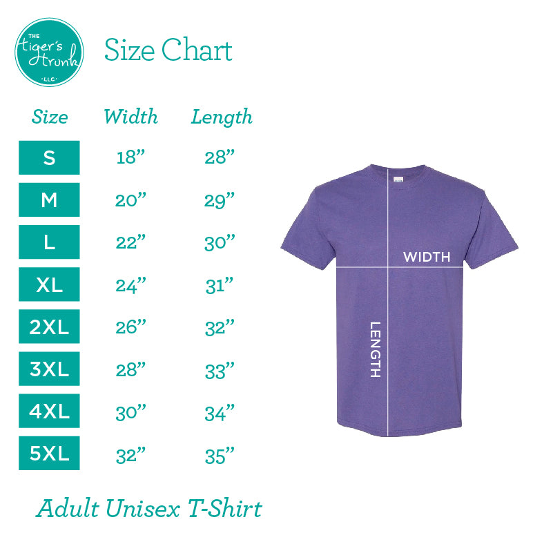 Gildan Adult T-shirt Size Chart