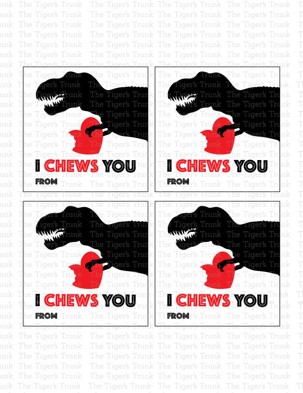I Chews You Digital Printable Valentines Cards
