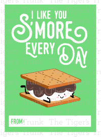 I Like You S'more Every Day printable Valentine card
