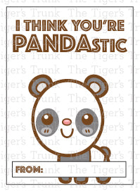 I Think You're PANDAstic printable Valentine card