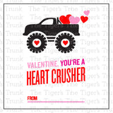 Valentine You're a Heart Crusher printable Valentine card