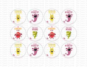 Valentines Day Cards | Bubbles Theme | Bubble Gum Theme | Instant Download | Printable Circle Tags
