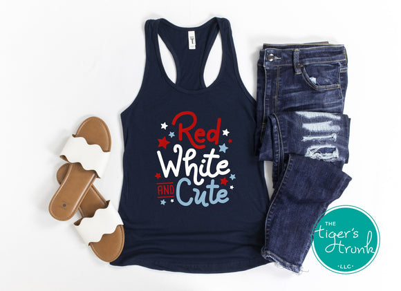 Patriotic Shirt | Independence Day | 4th of July | Red White and Cute | Tank Top