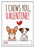 I Chews You Valentine printable Valentine cards
