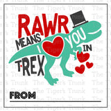 Rawr Means I Love You Dinosaur Printable Valentine Tag