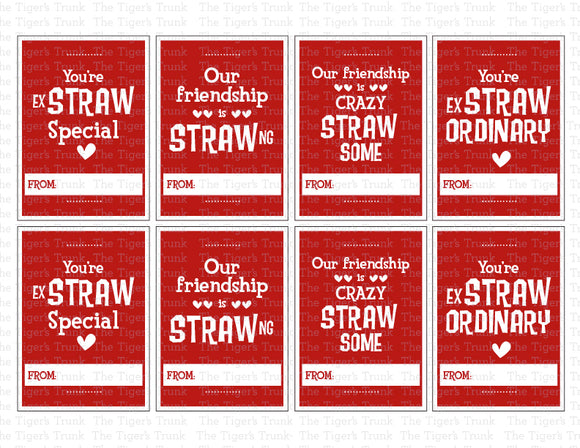 Straw Printable Valentine Cards