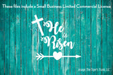 He Is Risen cutting file package (SVG, DXF, JPG, GSP, PDF, PNG)