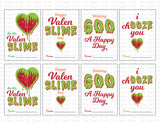 Slime printable Valentine cards