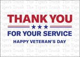 Thank You for Your Service Happy Veteran's Day printable card