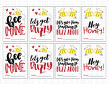 Bee printable Valentine cards