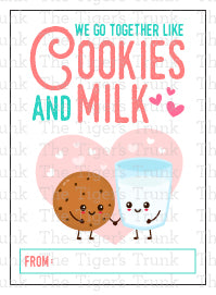 We Go Together Like Cookies and Milk printable Valentine card